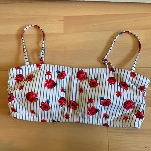 Floral Striped Bikini Top